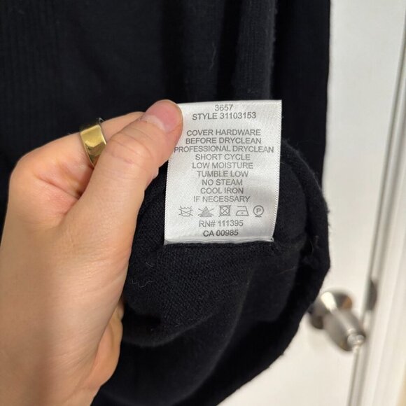 Tory Burch Cashmere Wool Blend Half Zip Sweater with Logo Pull Medium Black - Picture 3 of 5